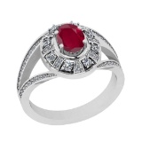 1.16 Ctw VS/SI1 Ruby And Diamond 14K White Gold Engagement Halo Ring