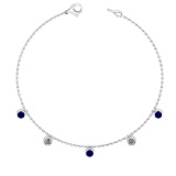 2.50 Ctw VS/SI1 Blue Sapphire And Diamond 14K White Gold Yard Necklace