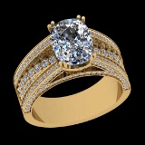 3.10 Ctw VS/SI1 Diamond 18K Yellow Gold Engagement /Wedding Halo Ring