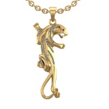 0.42 Ctw SI2/I1 Diamond 14K Yellow Gold Creature /Penther Pendant Necklace