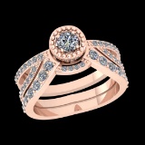 0.89 Ctw VS/SI1 Diamond 14K Rose Gold Engagement Ring