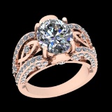 4.65 Ctw SI2/I1 Diamond Style Prong Set 14K Rose Gold Engagement Halo Ring