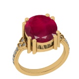 6.25 CtwSI2/I1 Ruby And Diamond 14K Yellow Gold Vintage Style Ring