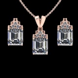 5.00 Ctw VS/SI1 Diamond 14K Rose Gold Pendant +Earrings Necklace Set (ALL DIAMOND ARE LAB GROWN )