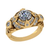1.85 Ctw VS/SI1 Diamond 14K Yellow Gold Engagement /Wedding Halo Ring