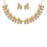2.41 Ctw VS/SI1 Ruby and Diamond 14K Yellow Gold Elephant Necklace + Earrings Set ALL DIAMOND ARE LA