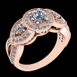 2.96 Ctw SI2/I1 Diamond Style Prong Set 14K Rose Gold Engagement /Wedding Halo Ring