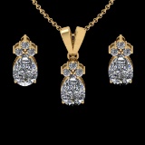 4.15 Ctw VS/SI1 Diamond 14K Yellow Gold Pendant +Earrings Necklace Set (ALL DIAMOND ARE LAB GROWN )