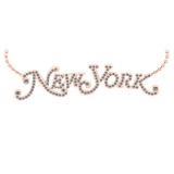 1.16 Ctw SI2/I1 Diamond 14K Rose Gold Express your Country/ state love New York Necklace