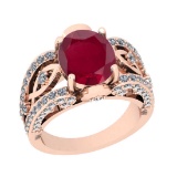 5.05 Ctw VS/SI1 Ruby And Diamond 14K Rose Gold Cocktail Ring