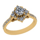 1.30 Ctw VS/SI1 Diamond 14K Yellow Gold Engagement Halo Ring