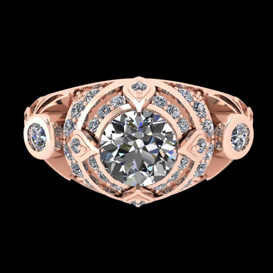 1.85 Ctw VS/SI1 Diamond 18K Rose Gold Engagement /Wedding Halo Ring