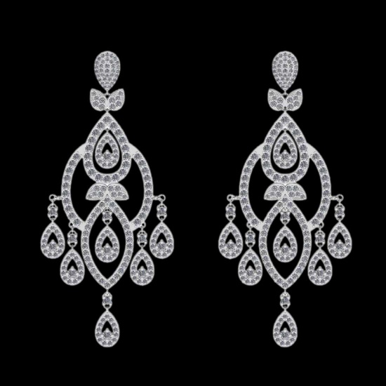 6.31 Ctw VS/SI1 Diamond 14K White Gold Dangling Earrings