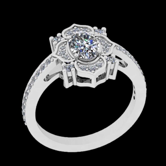 1.10 Ctw VS/SI1 Diamond 14K White Gold Engagement Halo Ring