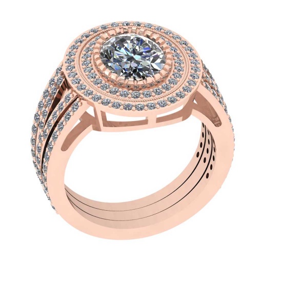 3.10 Ctw VS/SI1 Diamond Style 14K Rose Gold Engagement Halo Ring