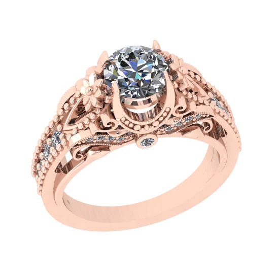 1.40 Ctw VS/SI1 Diamond 14K Rose Gold Engagement /Wedding Halo Ring