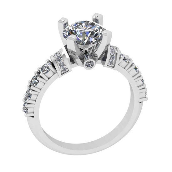 2.70 Ctw VS/SI1 Diamond 14K White Gold Vintage Style Ring