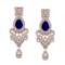 5.65 CtwVS/SI1 Blue Sapphire And Diamond 14K Rose Gold Dangling Earrings( ALL DIAMOND ARE LAB GROWN