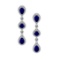 4.93 CtwVS/SI1 Blue Sapphire And Diamond 14K White Gold Dangling Earrings( ALL DIAMOND ARE LAB GROWN