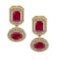 2.45 Ctw VS/SI1 Ruby And Diamond 14K Yellow Gold Earrings