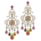 24.00 Ctw VS/SI1 Multi Stone Sapphire And Diamond 14K Yellow Gold Dangling Earrings