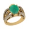 5.05 Ctw VS/SI1 Emerald And Diamond 14K Yellow Gold Cocktail Ring