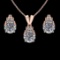 4.65 Ctw VS/SI1 Diamond 14K Rose Gold Pendant +Earrings Necklace Set (ALL DIAMOND ARE LAB GROWN )