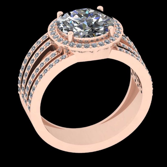 3.22 Ctw VS/SI1 Diamond 18K Rose Gold Engagement Wedding Ring