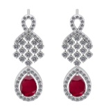 2.42 CtwVS/SI1 Ruby And Diamond 14K White Gold Earrings ( ALL DIAMOND ARE LAB GROWN )