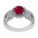 2.31 Ctw VS/SI1 Ruby And Diamond 14K White Gold Engagement /Wedding/Anniversary Ring