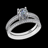 1.05 Ctw VS/SI1 Diamond 14K White Gold Engagement set Ring