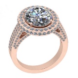 5.80 Ctw VS/SI1 Diamond 14K Rose Gold Engagement Halo Ring