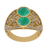 5.35 Ctw VS/SI1 Emerald And Diamond 14K Yellow Gold Engagement /Wedding/Anniversary Ring