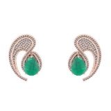 8.25 CtwVS/SI1 Emerald And Diamond 14K Rose Gold Stud Earrings ( ALL DIAMOND ARE LAB GROWN )