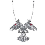 6.82 Ctw VS/SI1 Ruby and Diamond 14K White Gold Horse Pendant Yard Necklace
