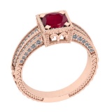 1.40 Ctw VS/SI1 Ruby And Diamond 14K Rose Gold Engagement /Wedding/Anniversary Ring