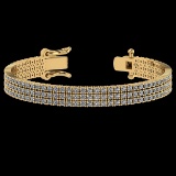 4.92 Ctw VS/SI1 Diamond 14K Yellow Gold 3 Row Bracelet