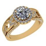 2.31 Ctw VS/SI1 Diamond 14K Yellow Gold Engagement /Wedding Halo Ring