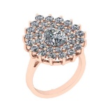 2.60 CtwVS/SI1 Diamond 14K Rose Gold Engagement Halo Ring