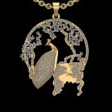 4.21 Ctw VS/SI1 Diamond 14K Yellow Gold Earth Environment Necklace (ALL DIAMOND ARE LAB GROWN )
