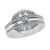 0.68 Ctw VS/SI1 Diamond 14K White Gold Engagement set Ring