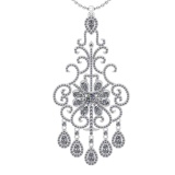 6.63 Ctw VS/SI1 Diamond 14K White Gold Vintage Style Necklace ALL Diamond ARE LAB GROWN Diamond
