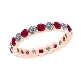 2.20 Ctw VS/SI1 Ruby And Diamond 14K Rose Gold Entity Band Ring