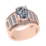 3.75 Ctw VS/SI1 Diamond 14K Rose Gold Engagement Halo Ring