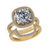 5.40 Ctw VS/SI1 Diamond 14K Yellow Gold Engagement Halo Set Ring