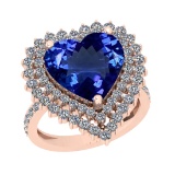 7.08 Ctw VS/SI1 Tanzanite And Diamond 14K Rose Gold Engagement Halo Ring