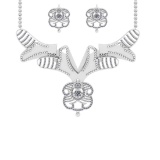 3.27 Ctw VS/SI1 Diamond Style 14K White Gold Necklace + Earrings Set ALL DIAMOND ARE LAB GROWN DIAMO