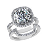 5.40 Ctw VS/SI1 Diamond 14K White Gold Engagement Halo Set Ring