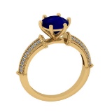2.20 Ctw VS/SI1 Blue Sapphire And Diamond 14K Yellow Gold Engagement /Wedding/Anniversary Ring