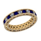 3.60 Ctw VS/SI1 Blue Sapphire And Diamond 14K Yellow Gold Entity Band Ring